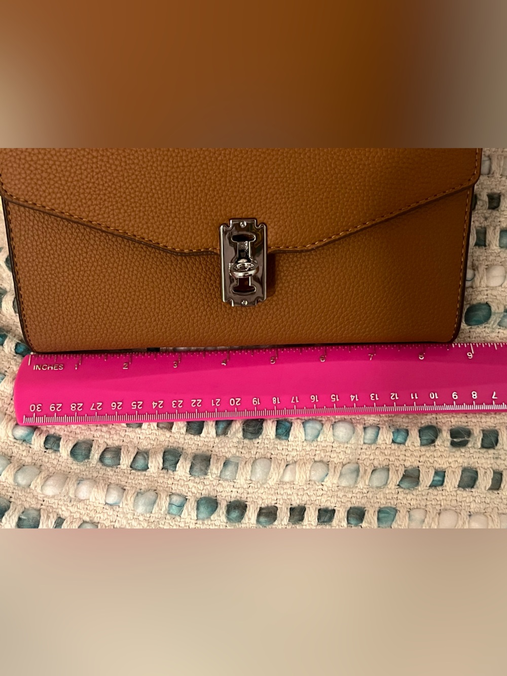 Brown Leather Shoulder Bag with Multicolor Twilly - Picture 5 of 9